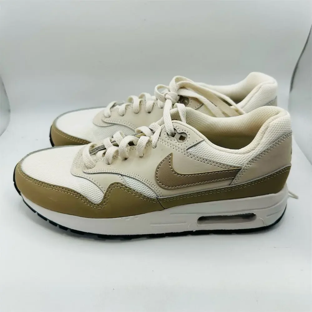 Nike Air Max 1 'Phantom Light Orewood Brown Khaki' Low Top Shoes Size 5.5Y / 7W